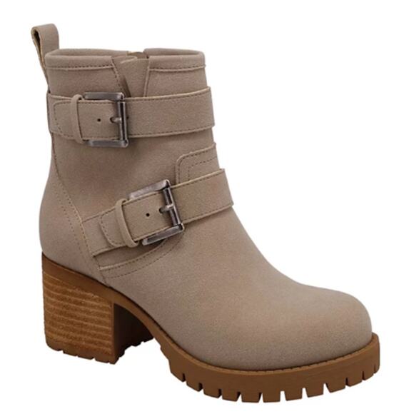 MIA Women's Jessi Block-Heel Lug Sole Booties NEW in Tan Size 6.5 - Picture 1 of 6